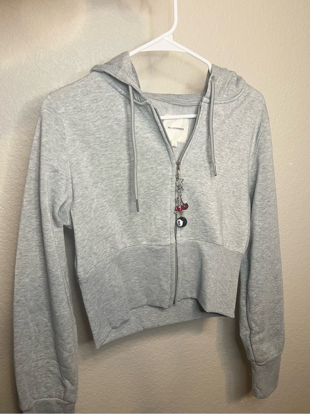 Gray Zip-Up Cropped Hoodie Large Jr - New